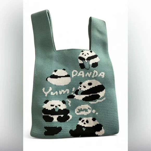 Cute Mini Panda Knit Tote Bag - Picture 1 of 3